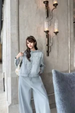 Женская джинсовая куртка Dior голубого цвета, артикул 347200