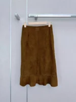 Женская замшевая юбка Miu Miu коричневого цвета, артикул 347450