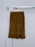 Женская замшевая юбка Miu Miu коричневого цвета, артикул 347450 — фото 2