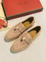 Женские лоферы Loro Piana бежевого цвета, артикул 347481