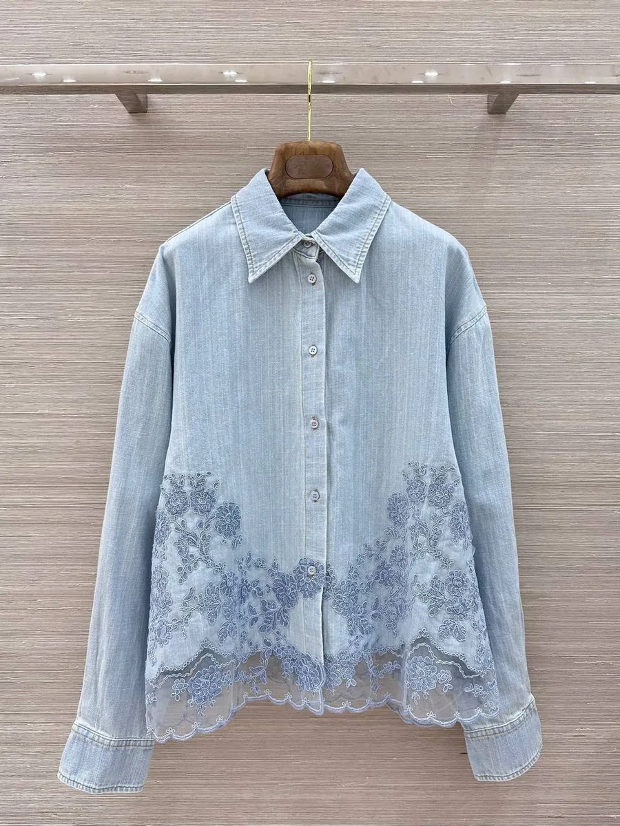 347504_1 Женская рубашка Ermanno Scervino голубого цвета, артикул 347504