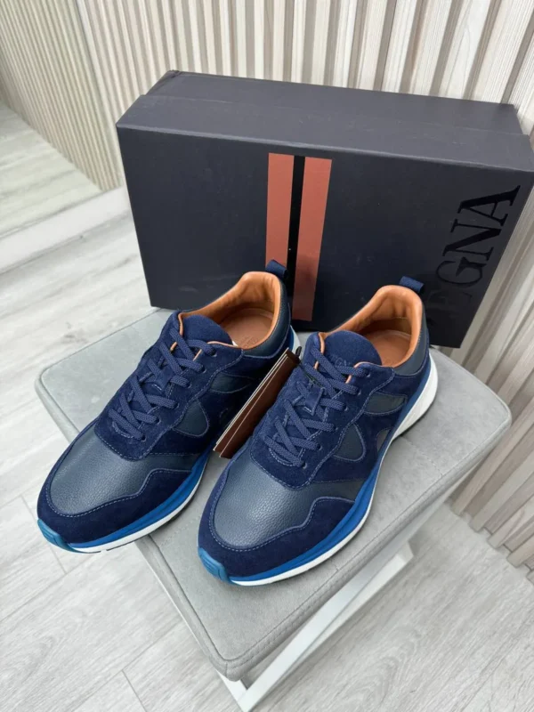 Мужские кроссовки Zegna тёмно-синего цвета, артикул 347594