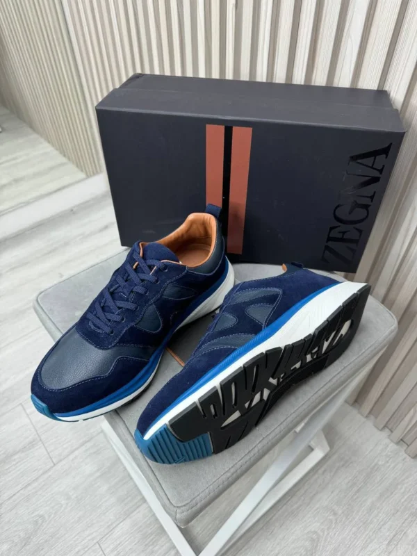 Кроссовки из натуральной кожи со вставками из замши ZEGNA — фото 2