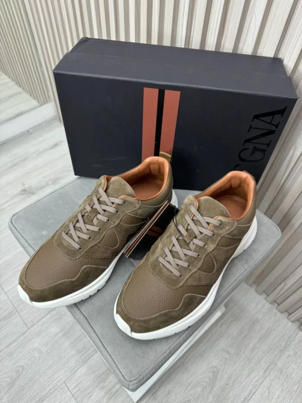 Мужские кроссовки Zegna коричневого цвета, артикул 347595