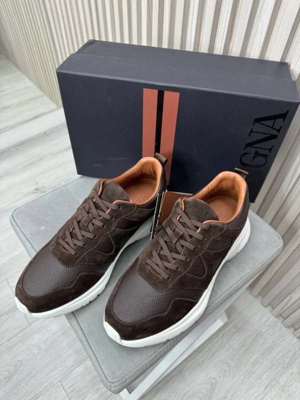 Кроссовки из натуральной кожи со вставками из замши ZEGNA