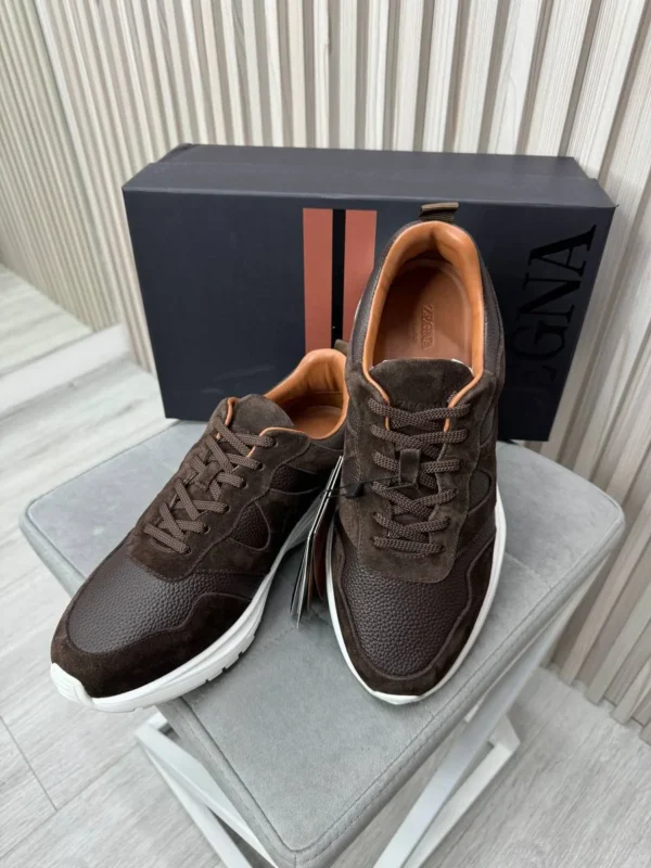 Кроссовки из натуральной кожи со вставками из замши ZEGNA — фото 2