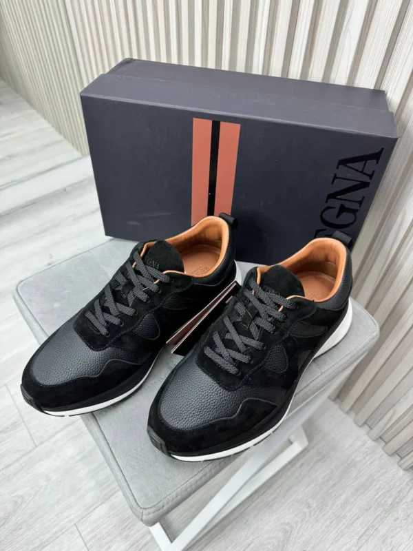 Кроссовки из натуральной кожи со вставками из замши ZEGNA
