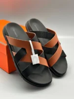 Мужские шлепанцы Hermes коричневого цвета, артикул 347615 — фото 3