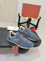 Мужские кроссовки Loro Piana серого цвета, артикул 347644