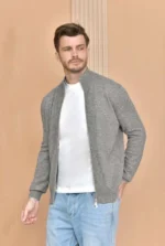 Мужская кофта на молнии Brunello Cucinelli серого цвета, артикул 347682 — фото 3