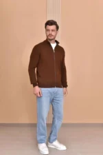 Мужская кофта на молнии Brunello Cucinelli коричневого цвета, артикул 347683 — фото 2