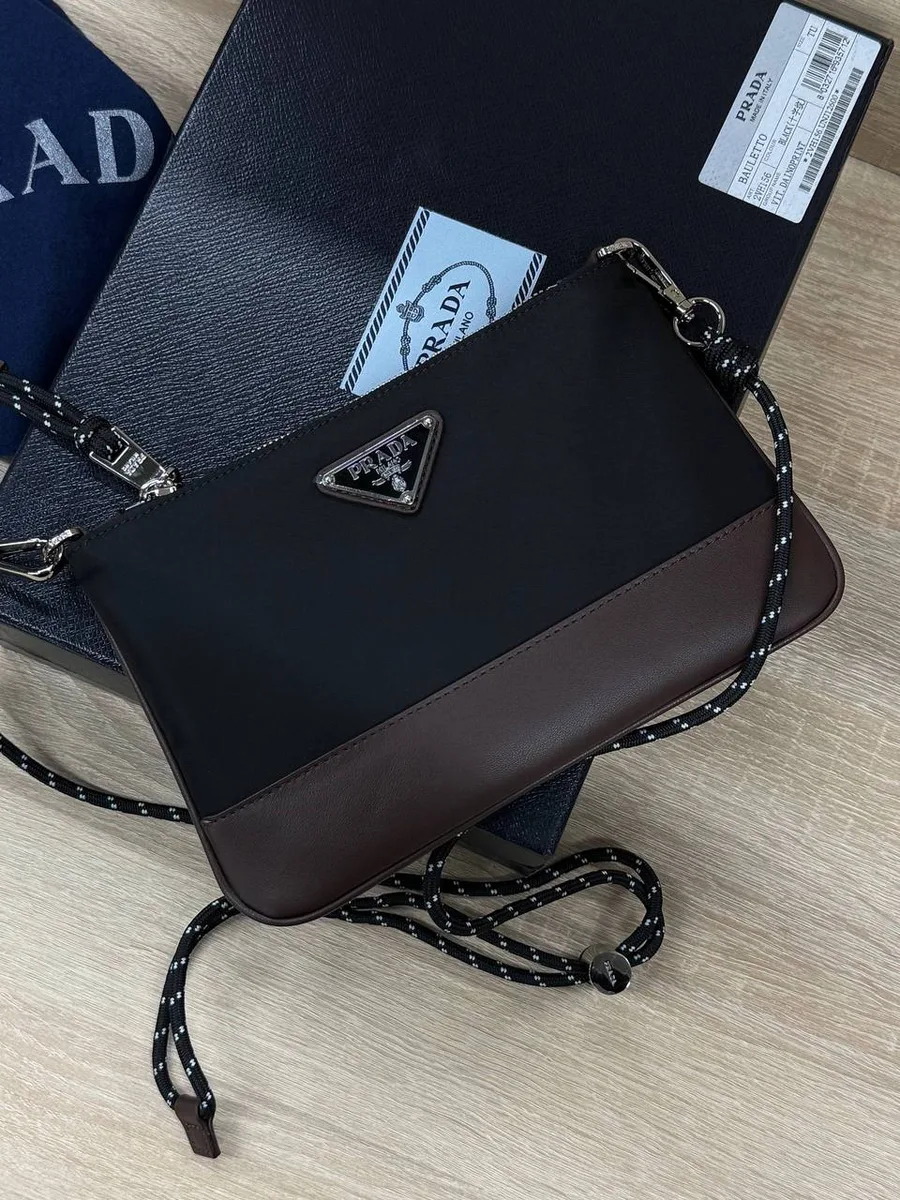 347764_1 Мужская сумка мессенджер Prada чёрного цвета, артикул 347764