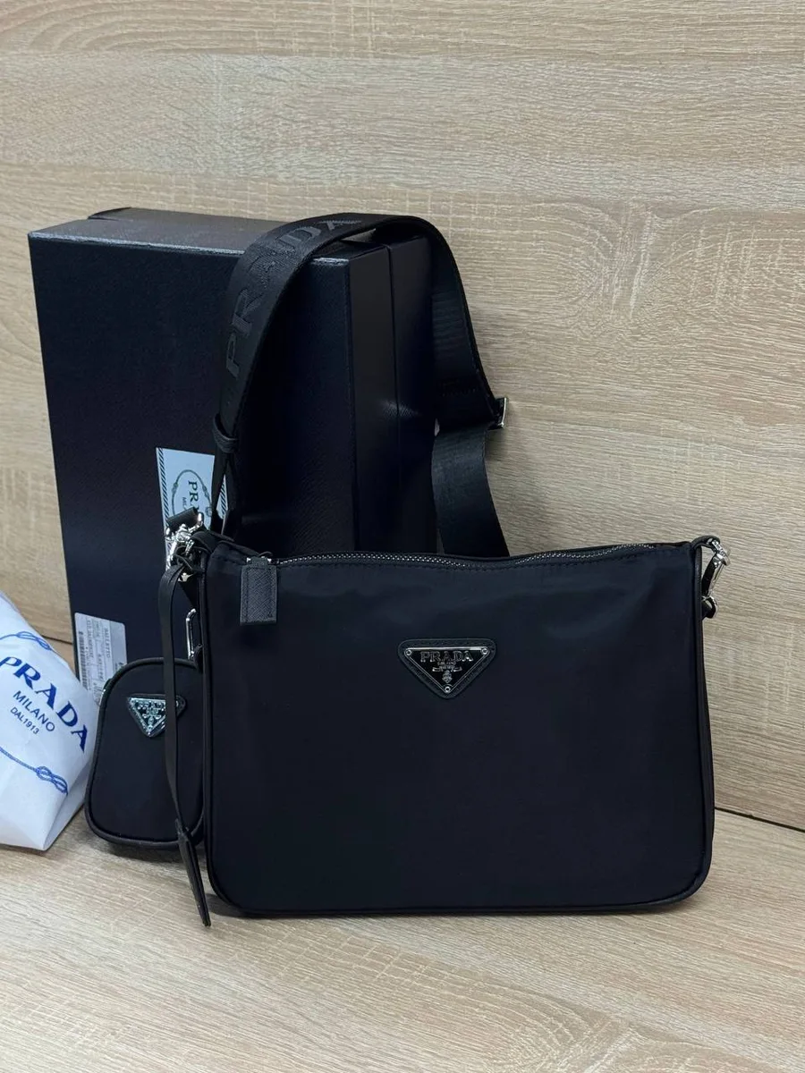 347765_1 Мужская сумка мессенджер Prada чёрного цвета, артикул 347765