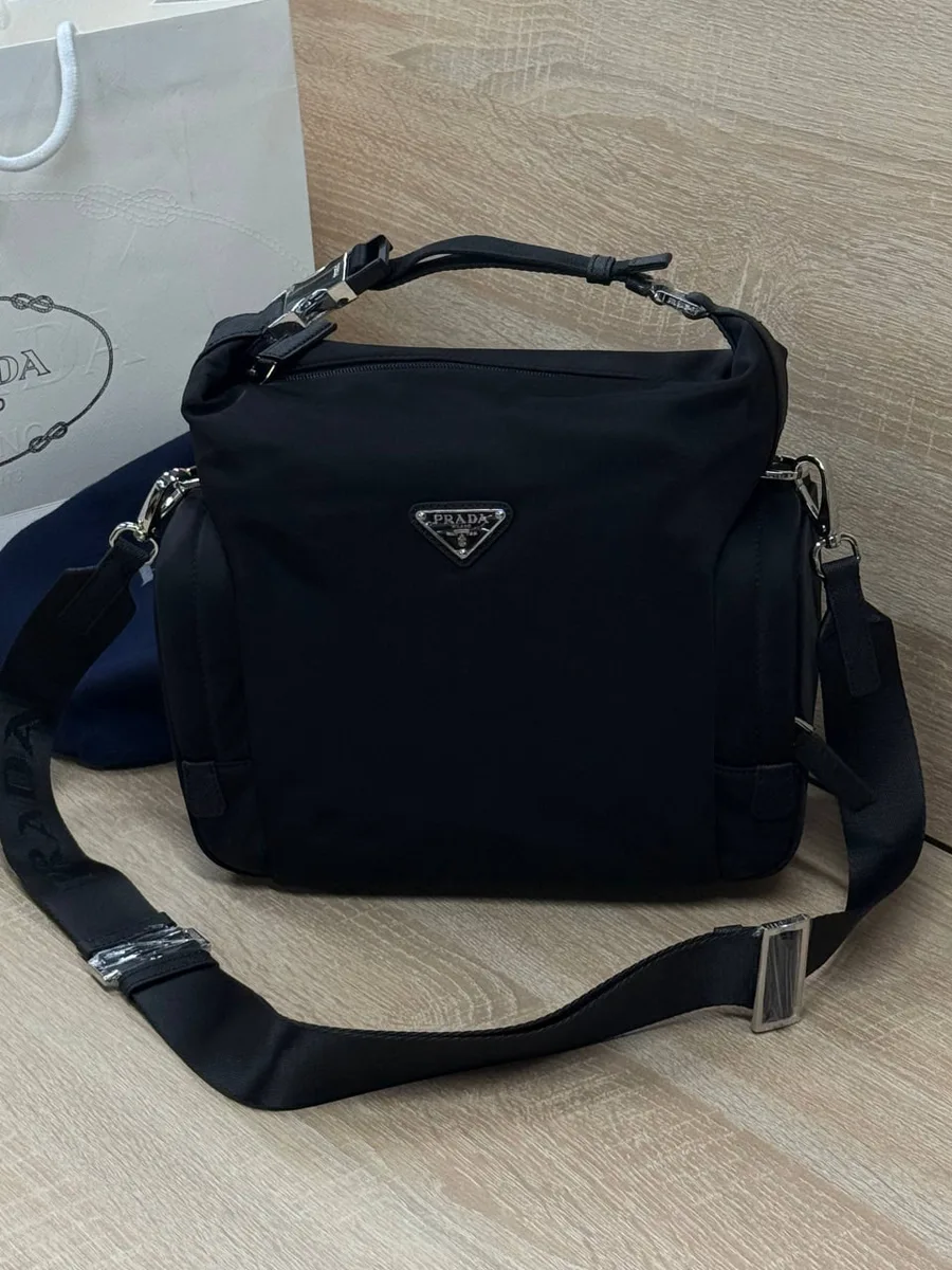 347786_1 Мужская сумка мессенджер Prada чёрного цвета, артикул 347786