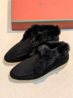 Женские лоферы Loro Piana чёрного цвета, артикул 347975