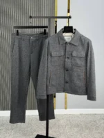Мужской костюм Brunello Cucinelli серого цвета, артикул 348248