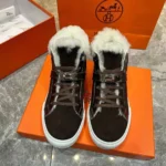Мужские кеды Hermes коричневого цвета, артикул 348343 — фото 2