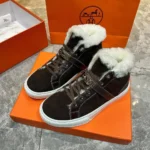 Мужские кеды Hermes коричневого цвета, артикул 348343 — фото 3