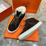 Мужские кеды Hermes коричневого цвета, артикул 348343 — фото 5