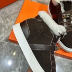 Мужские кеды Hermes коричневого цвета, артикул 348343 — фото 6