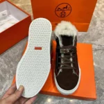 Мужские кеды Hermes коричневого цвета, артикул 348343 — фото 8