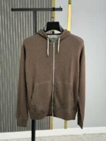 Мужская кофта на молнии Brunello Cucinelli коричневого цвета, артикул 348380