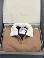 Мужская дубленка Brunello Cucinelli бежевого цвета, артикул 348620 — фото 6