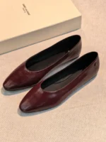 Женские балетки Saint Laurent бордового цвета, артикул 348807