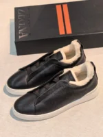 Мужские кеды Zegna чёрного цвета, артикул 348497
