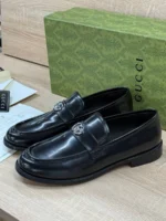 Мужские лоферы Gucci чёрного цвета, артикул 348995