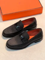 Мужские лоферы Hermes чёрного цвета, артикул 348500