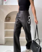 Женские кожаные брюки Hermes чёрного цвета, артикул 348458 — фото 3