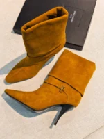 Женские ботильоны Saint Laurent коричневого цвета, артикул 348787 — фото 3
