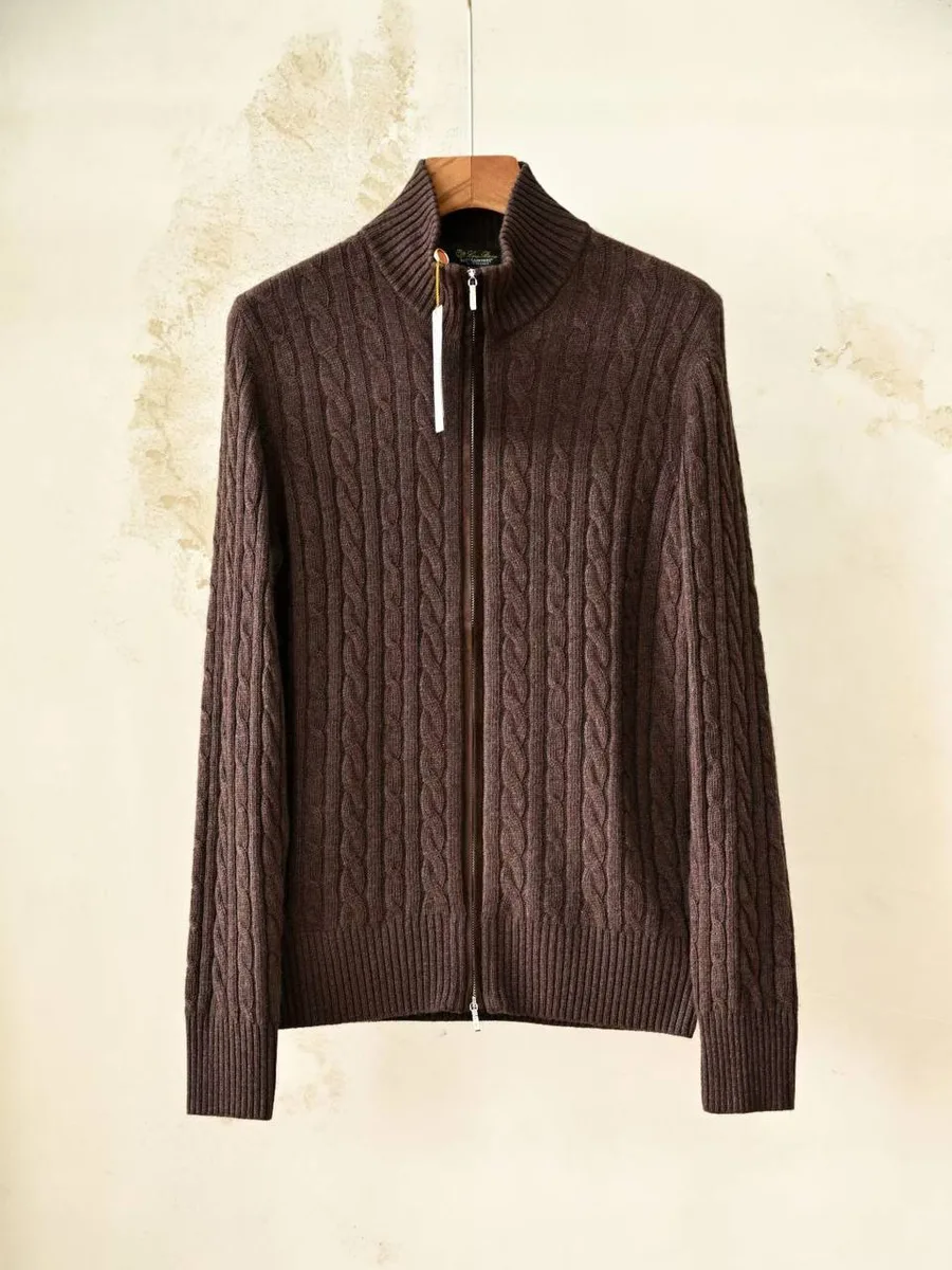 348647_1 Мужской кардиган Loro Piana коричневого цвета, артикул 348647