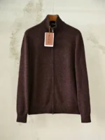 Мужская кофта на молнии Loro Piana коричневого цвета, артикул 348655