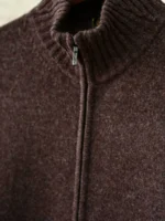 Мужская кофта на молнии Loro Piana коричневого цвета, артикул 348655 — фото 3