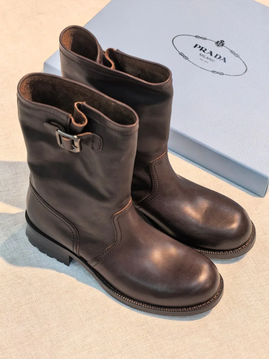 348797_1 Женские полусапоги Prada коричневого цвета, артикул 348797