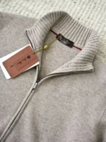 Мужская кофта на молнии Loro Piana кремового цвета, артикул 348649 — фото 3