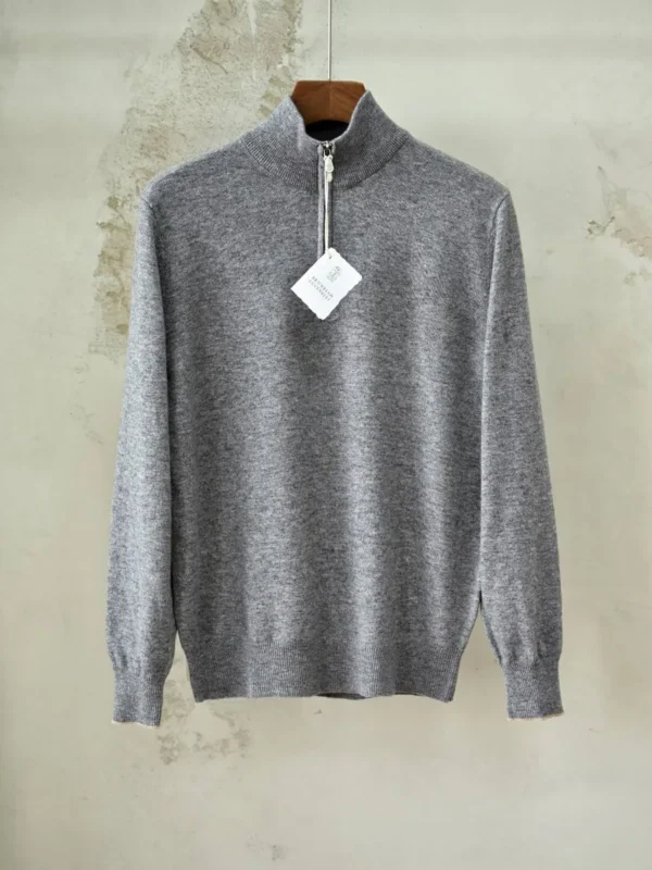 Мужская кофта Brunello Cucinelli серого цвета, артикул 348661