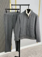 Мужской костюм Loro Piana серого цвета, артикул 348870