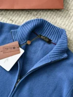 Мужская кофта на молнии Loro Piana синего цвета, артикул 348651 — фото 4