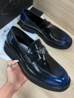 Мужские лоферы Prada синего цвета, артикул 348990