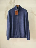 Мужская кофта на молнии Loro Piana тёмно-синего цвета, артикул 348652