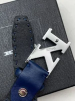 Мужской ремень Louis Vuitton тёмно-синего цвета, артикул 348488 — фото 3